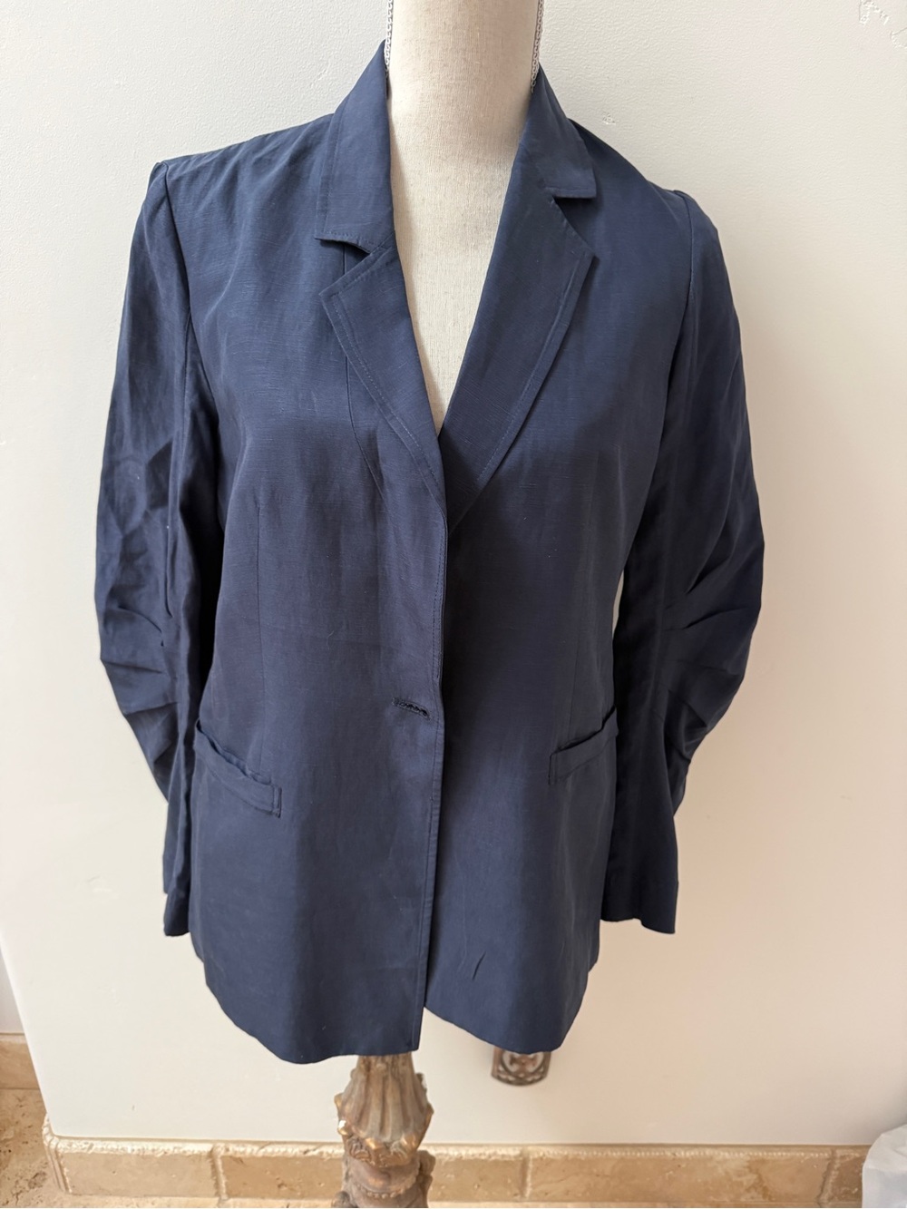 Kobi Halperin Navy Single-Button linen blend Blazer, LIKE NEW!-